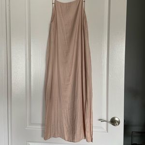 Zara pale pink raw silk midi dress
